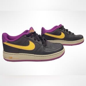 Nike Air Force 1 navy blue, purple‎ and yellow size youth 6.5, women’s 8.5